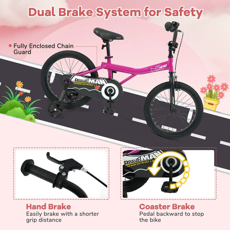 Kids Bike 14-Inch with Removable Training Wheels Pink by DirectDeals