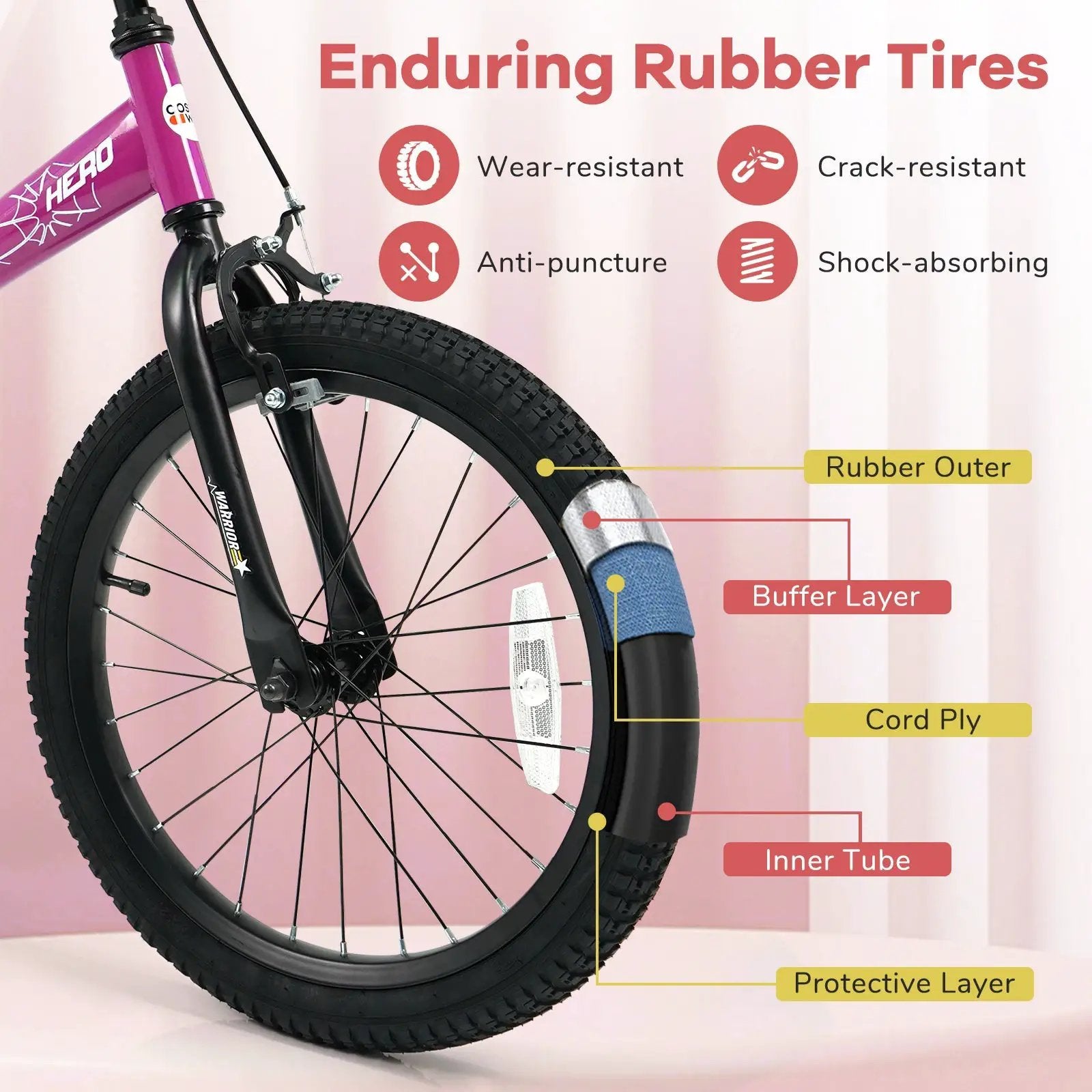 Kids Bike 14-Inch with Removable Training Wheels Pink by DirectDeals