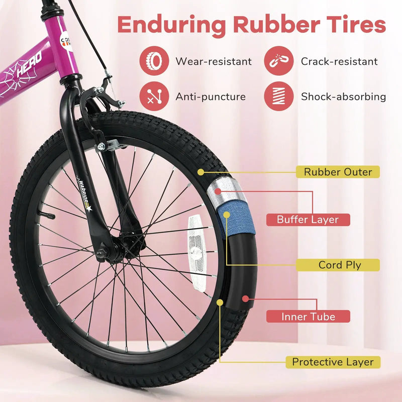 Kids Bike 14-Inch with Removable Training Wheels Pink by DirectDeals