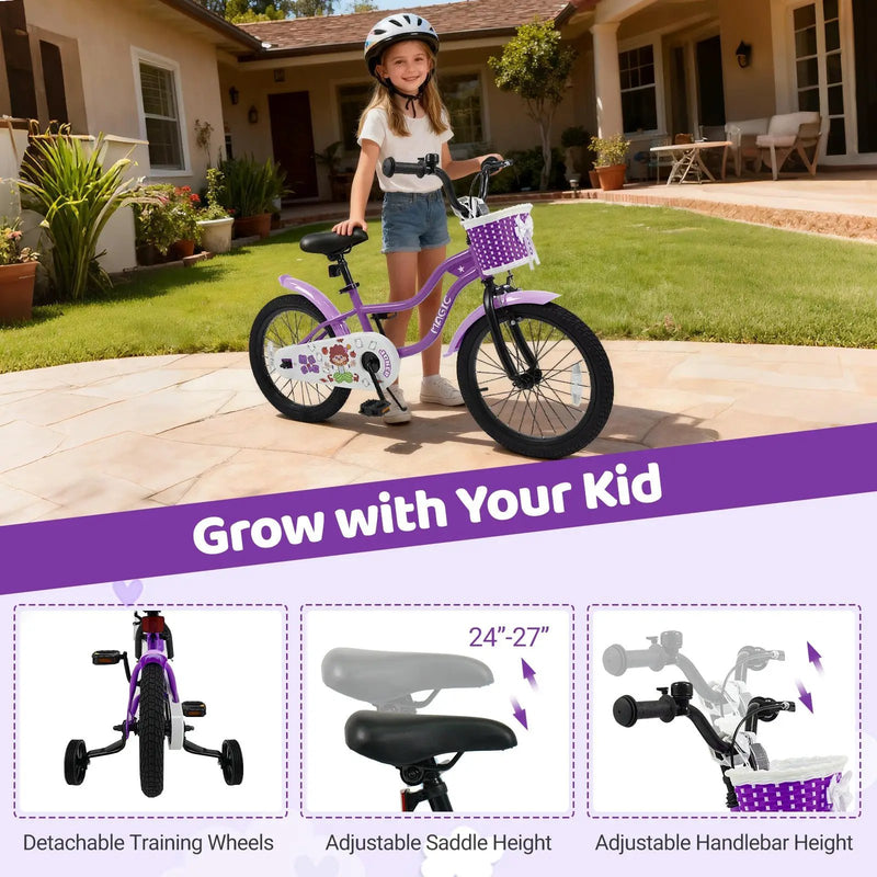 Kids Bike with Training Wheels 12-18 Inch - Purple by DirectDeals