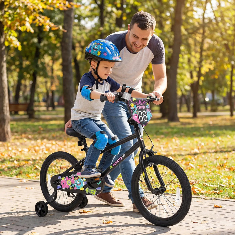 18-Inch Kids Bike with Training Wheels for Ages 4-8 by DirectDeals
