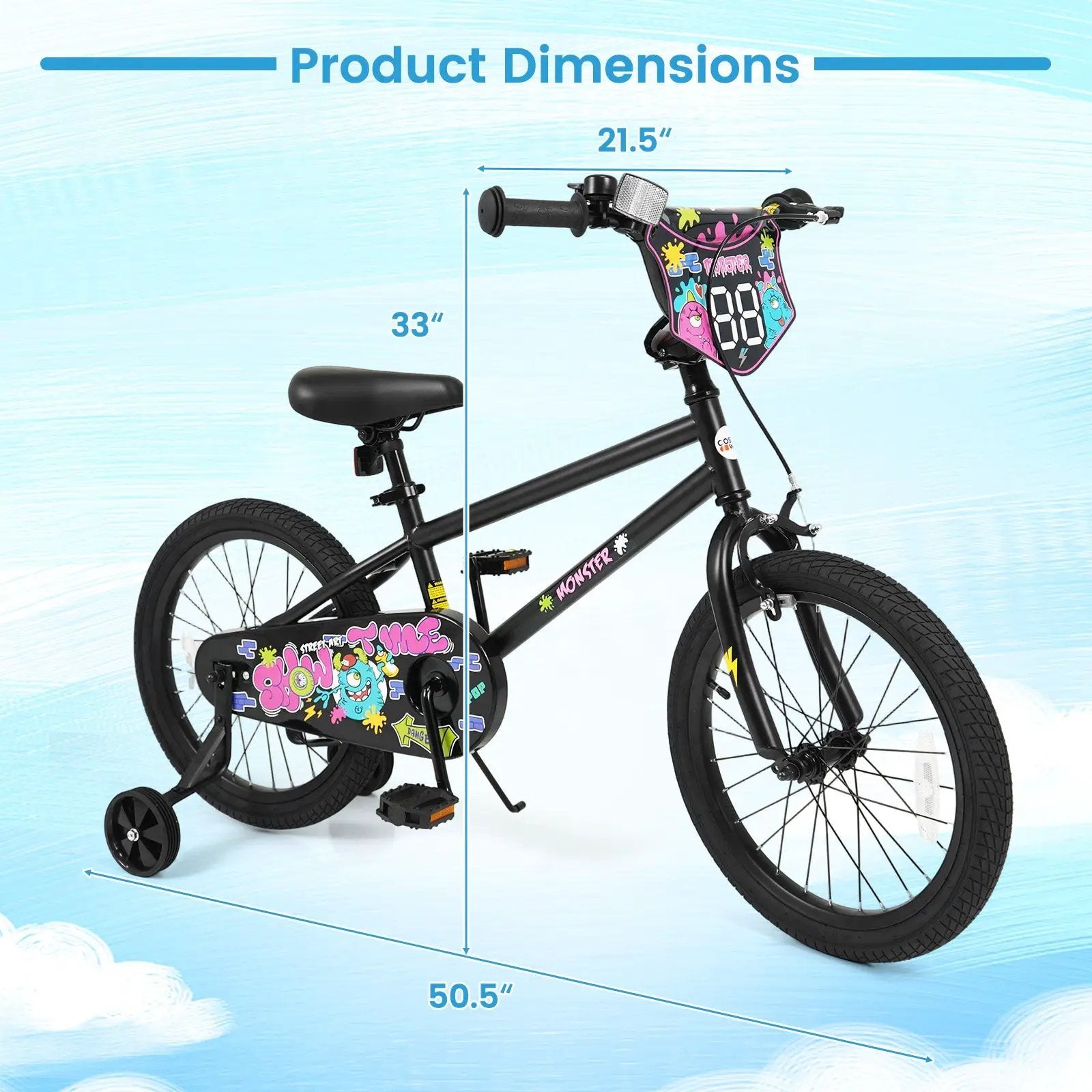 18-Inch Kids Bike with Training Wheels for Ages 4-8 by DirectDeals