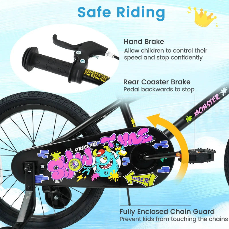 18-Inch Kids Bike with Training Wheels for Ages 4-8 by DirectDeals
