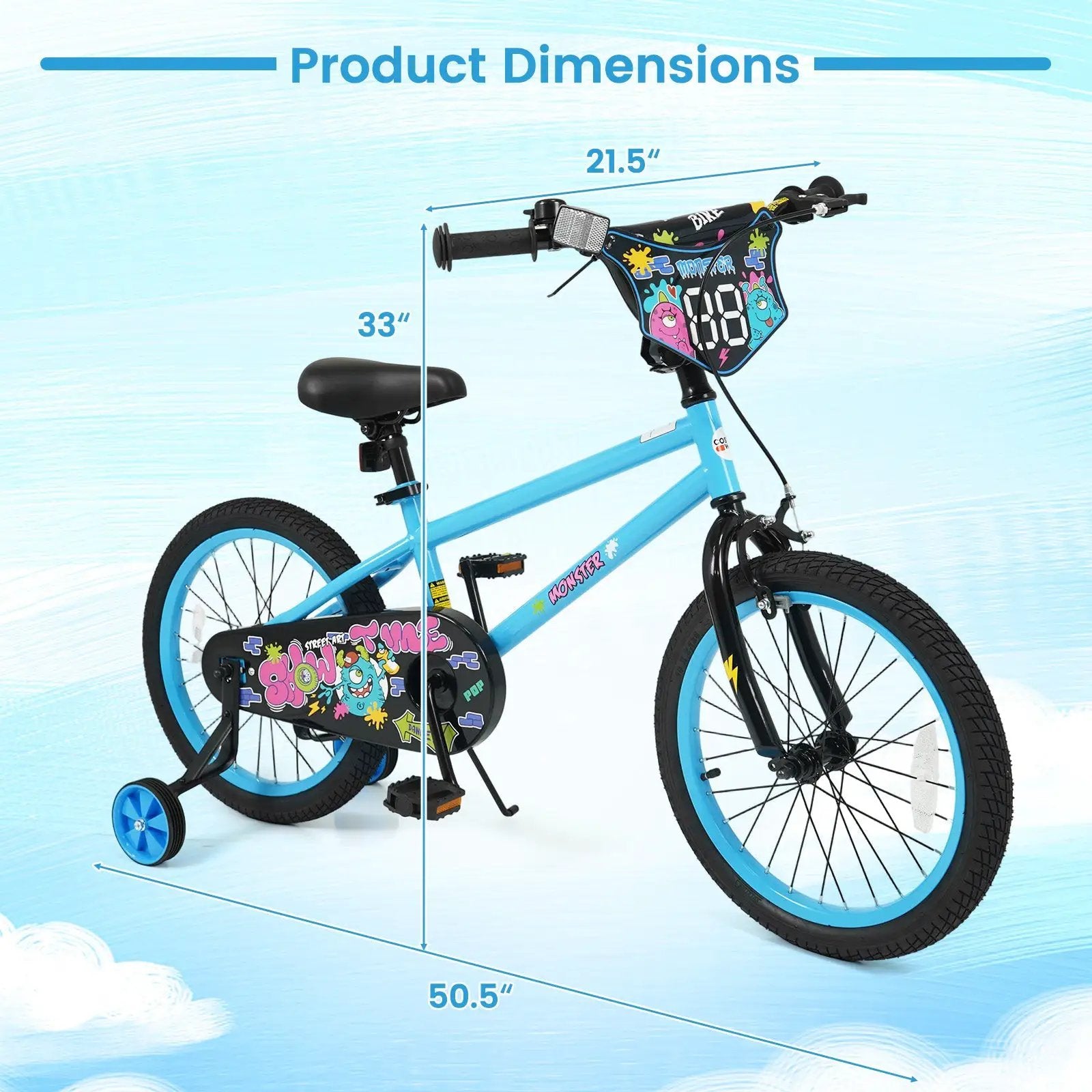 Kids Bike 16 Inch with Training Wheels Ages 4-7 by DirectDeals