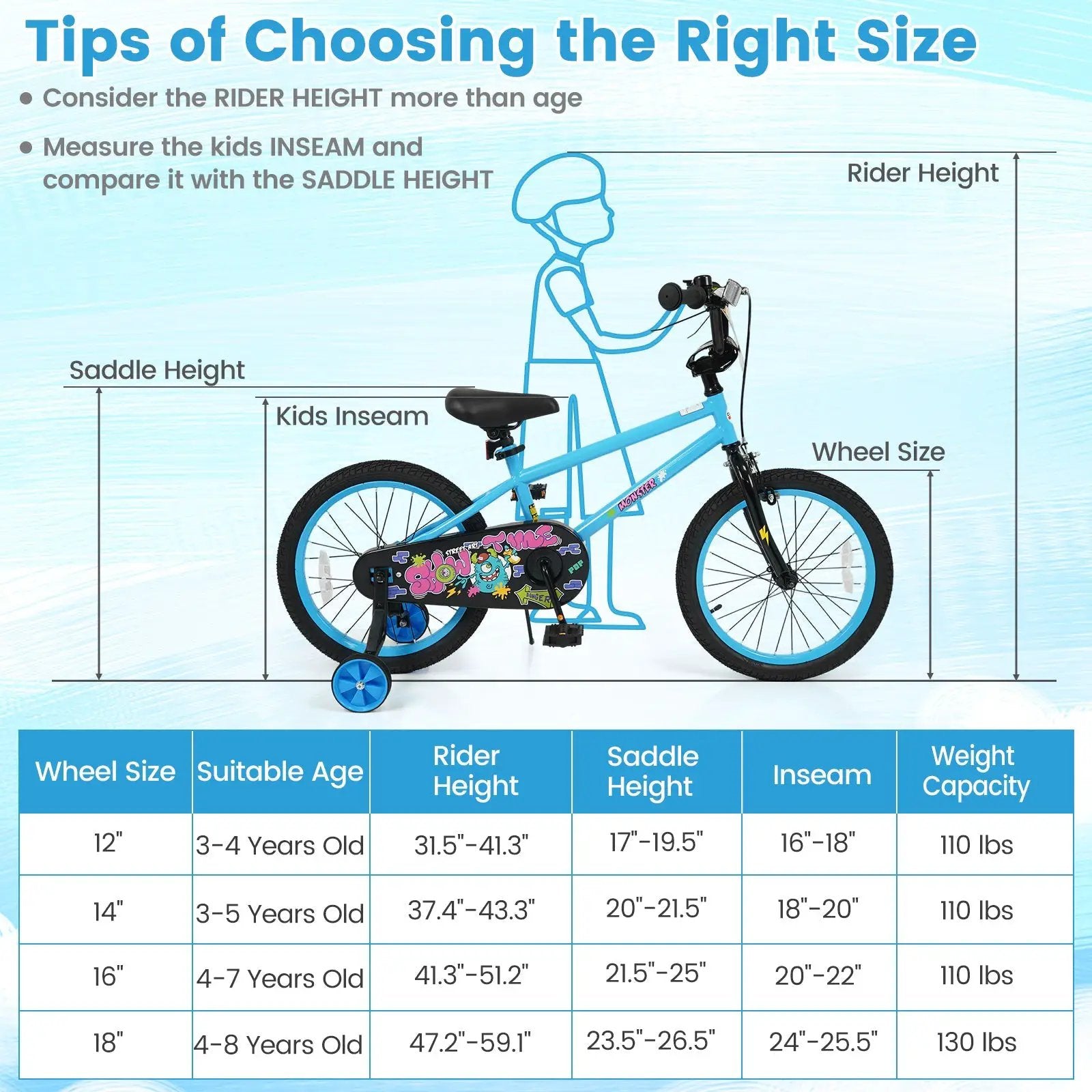 Kids Bike 16 Inch with Training Wheels Ages 4-7 by DirectDeals