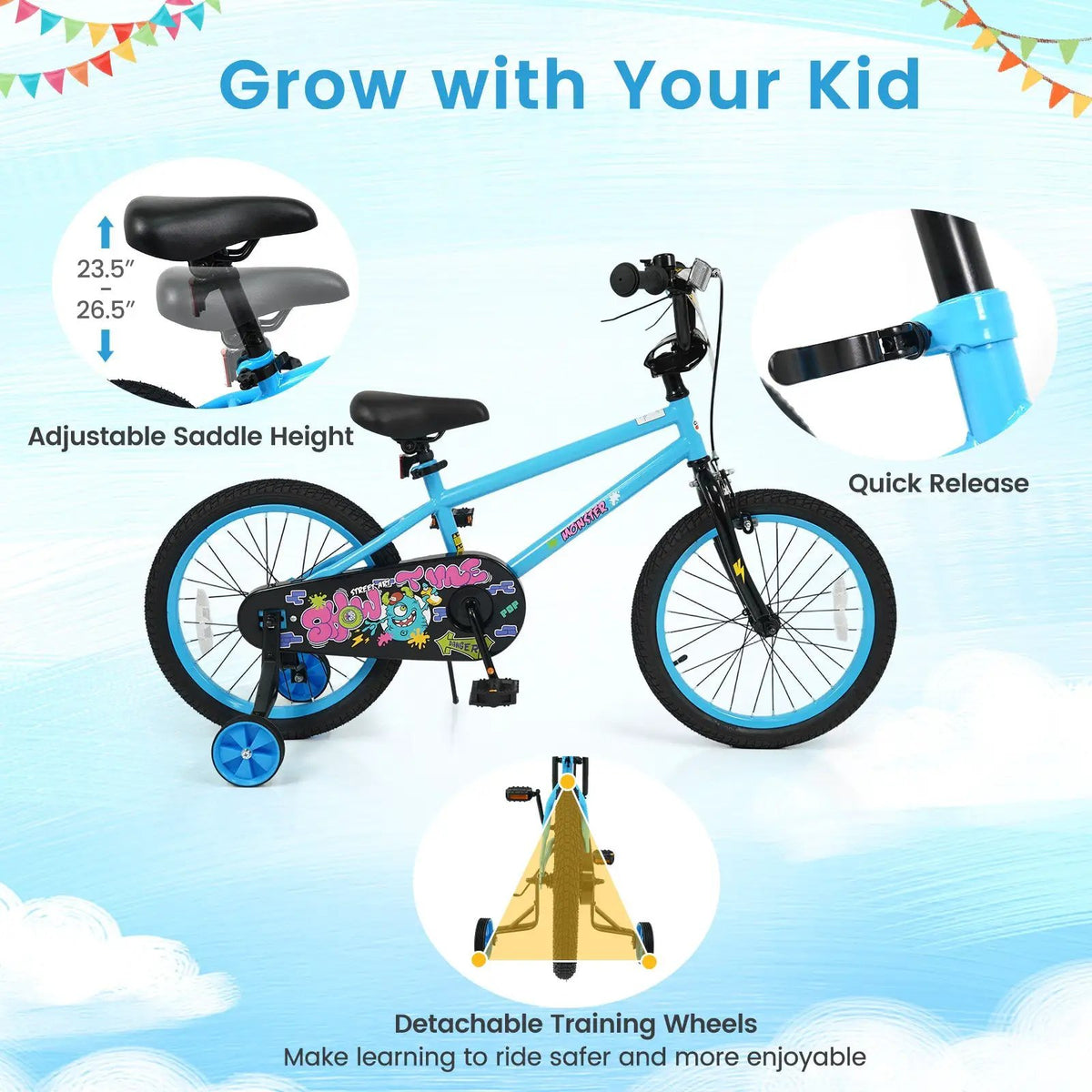 Kids Bike 16 Inch with Training Wheels Ages 4-7, photo 31 of 32