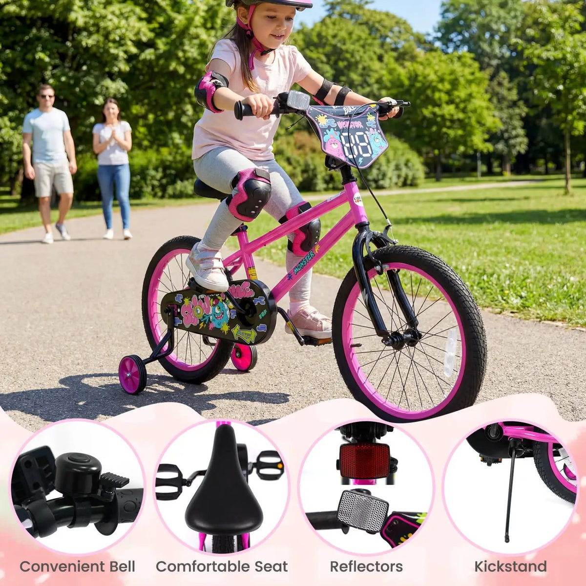 Kids Bike with Training Wheels 12-18 Inch Pink, photo 32 of 32