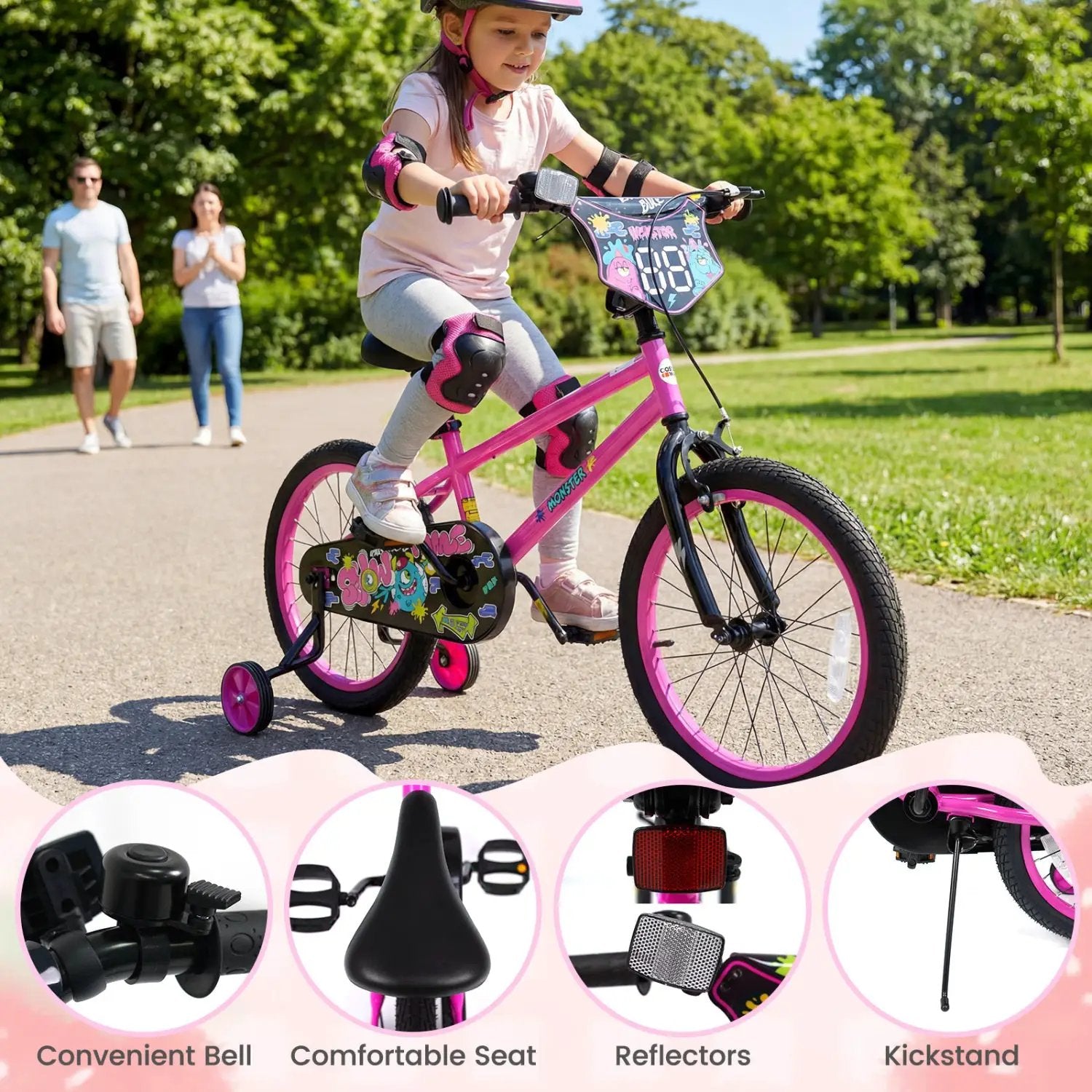 Kids Bike with Training Wheels 12-18 Inch Pink by DirectDeals