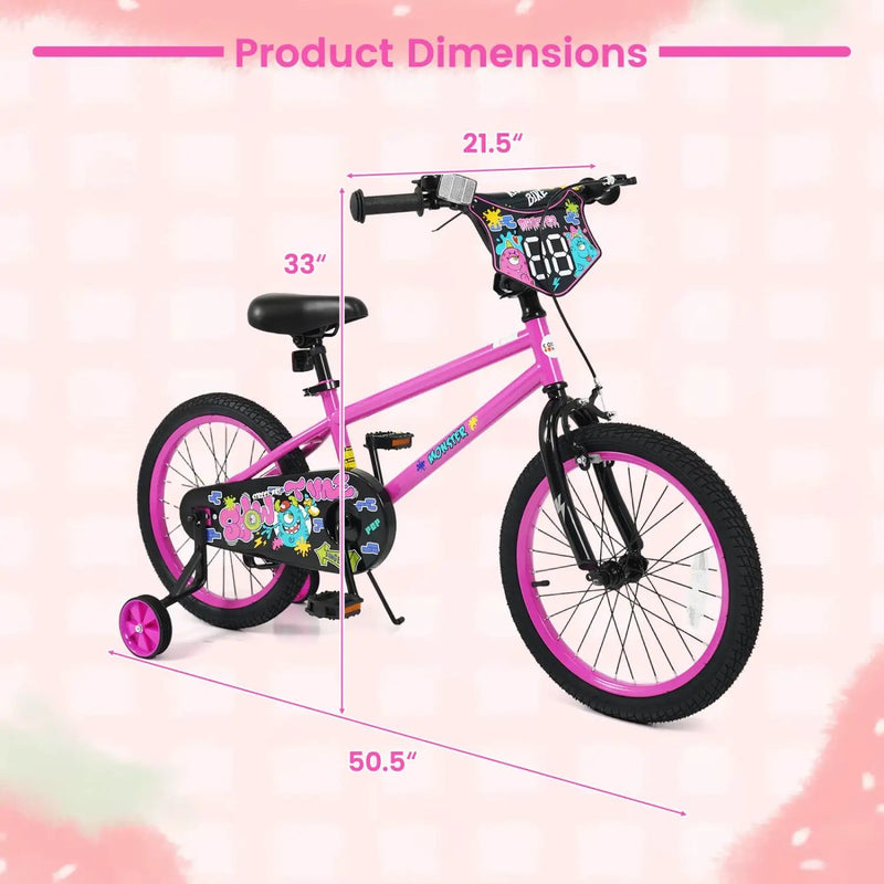 Kids Bike with Training Wheels 12-18 Inch Pink by DirectDeals