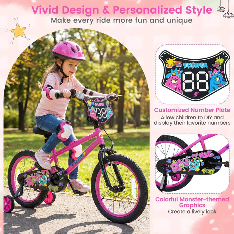 Kids Bike with Training Wheels 12-18 Inch Pink by DirectDeals