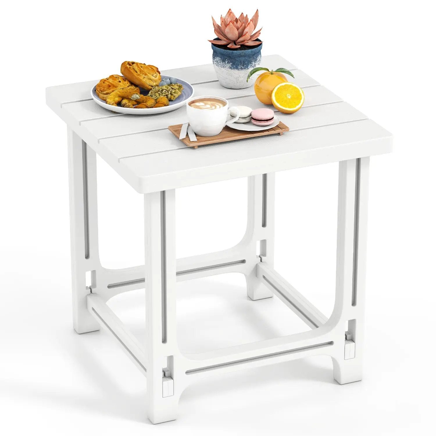 18" Adirondack Side Table with Slatted HDPE Surface by DirectDeals
