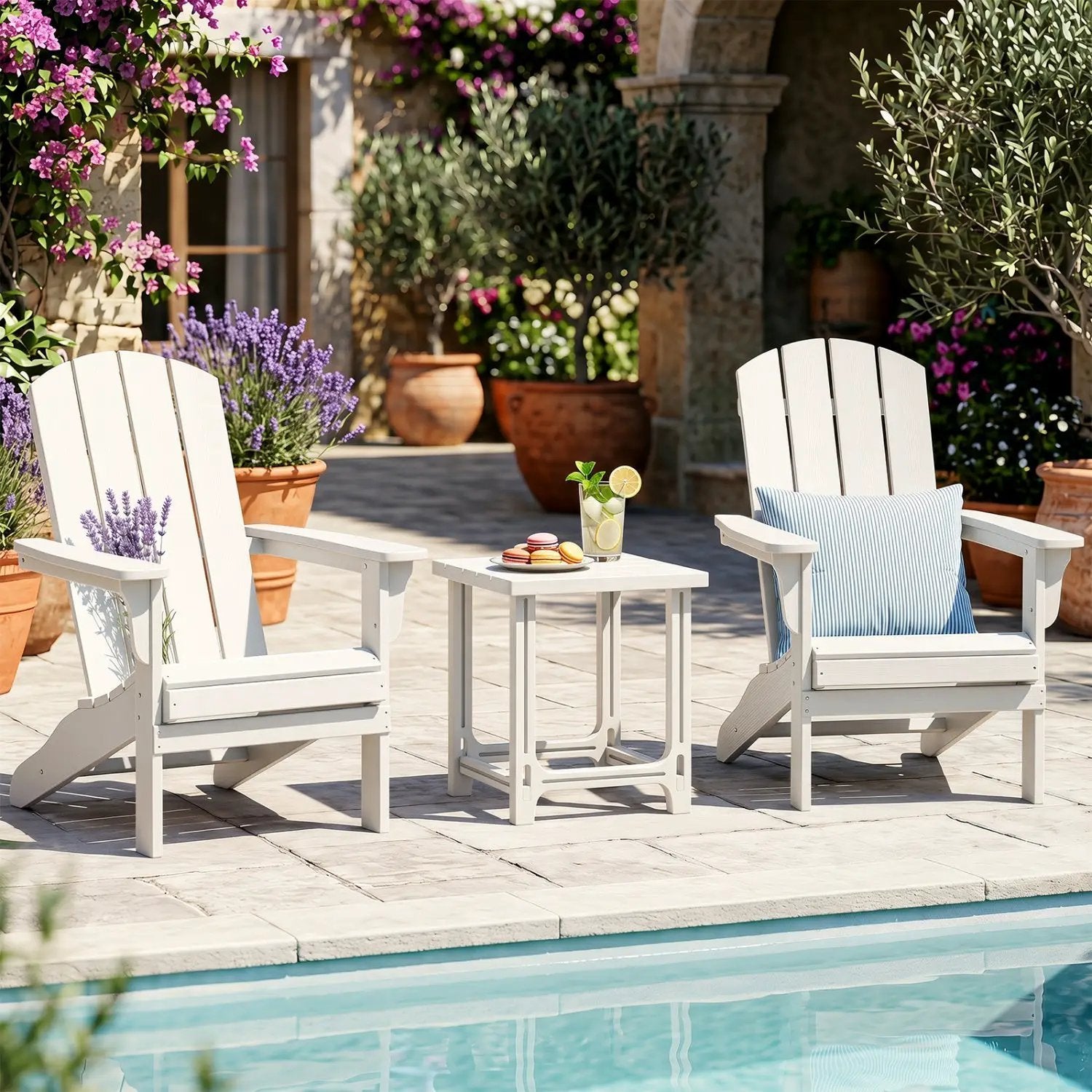 18" Adirondack Side Table with Slatted HDPE Surface by DirectDeals