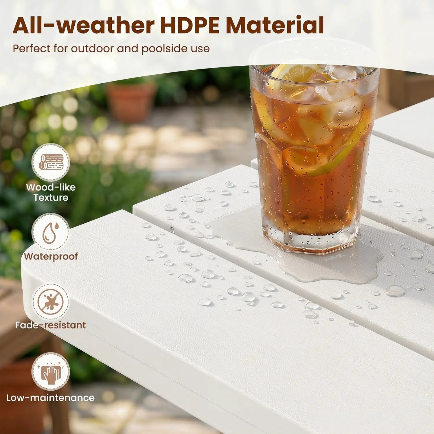 18" Adirondack Side Table with Slatted HDPE Surface by DirectDeals