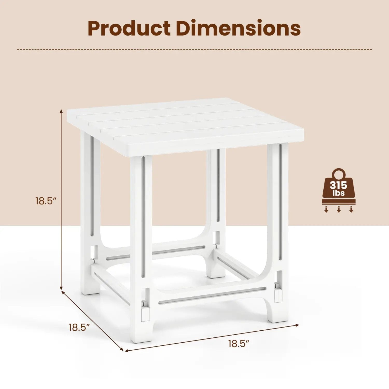18" Adirondack Side Table with Slatted HDPE Surface by DirectDeals