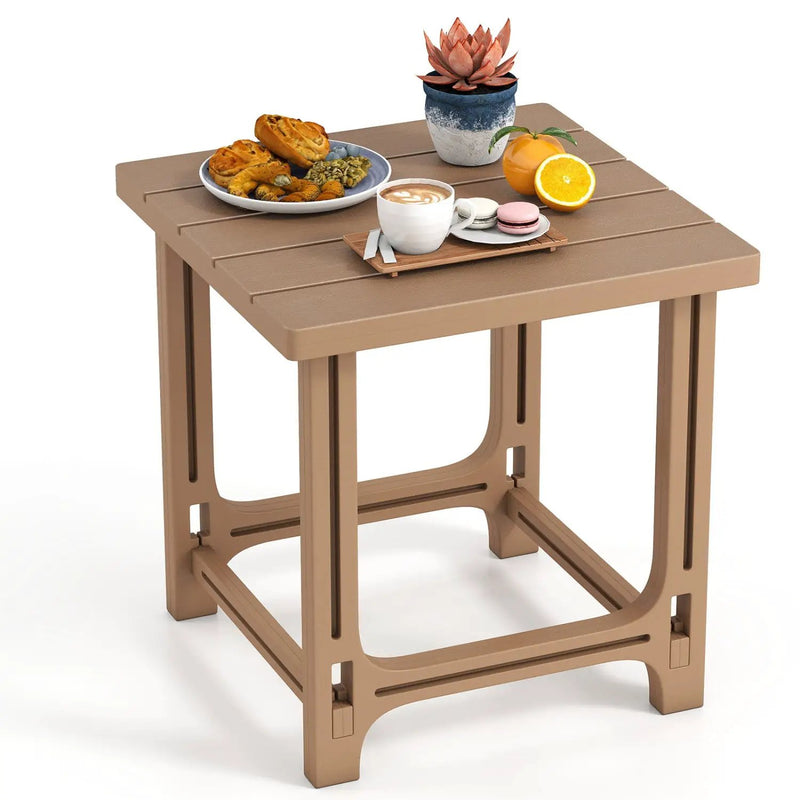 18" Adirondack Side Table with Slatted HDPE Surface by DirectDeals
