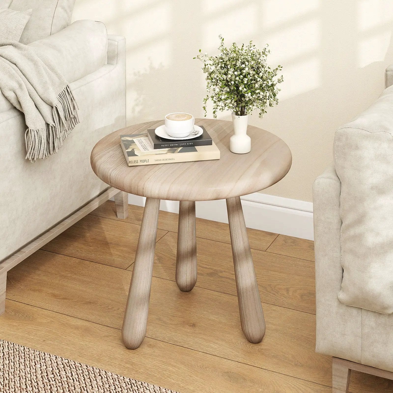 18 Inch Outdoor Mahogany Wood Side Table with Thickened Board by DirectDeals