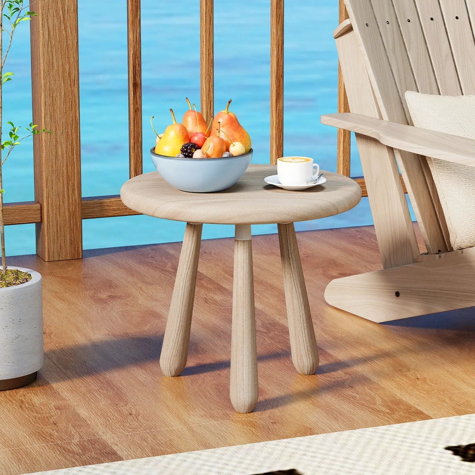 18 Inch Outdoor Mahogany Wood Side Table with Thickened Board by DirectDeals