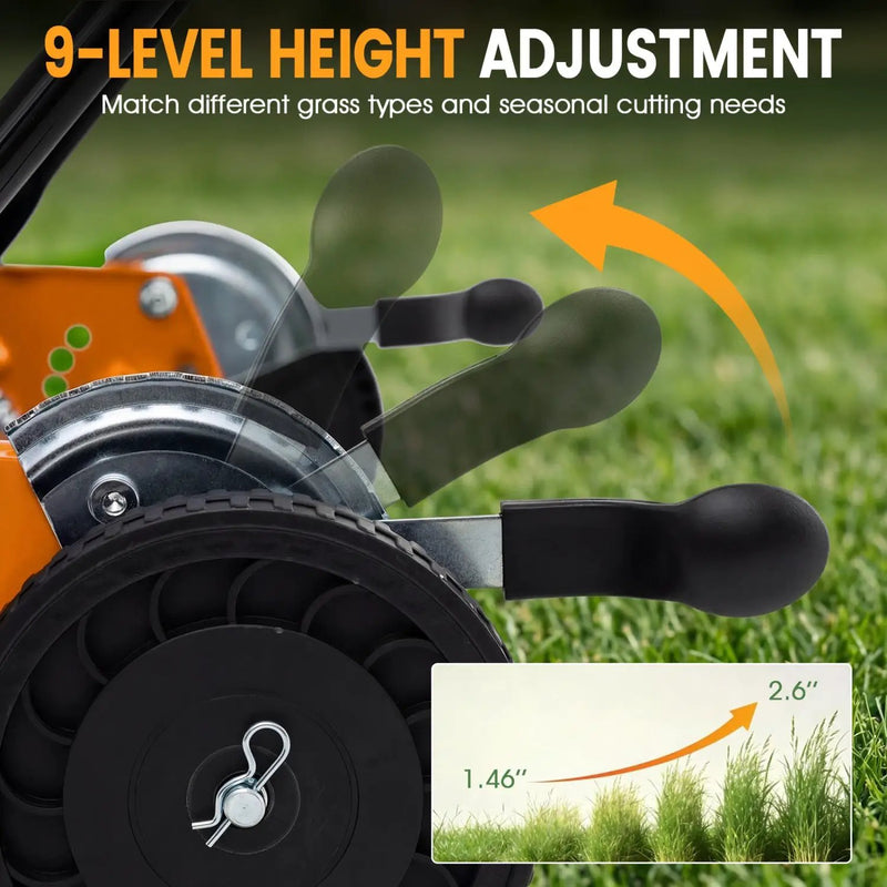 18 Inch Push Reel Lawn Mower 4-Position Adjustable with Removable Grass Catcher by DirectDeals