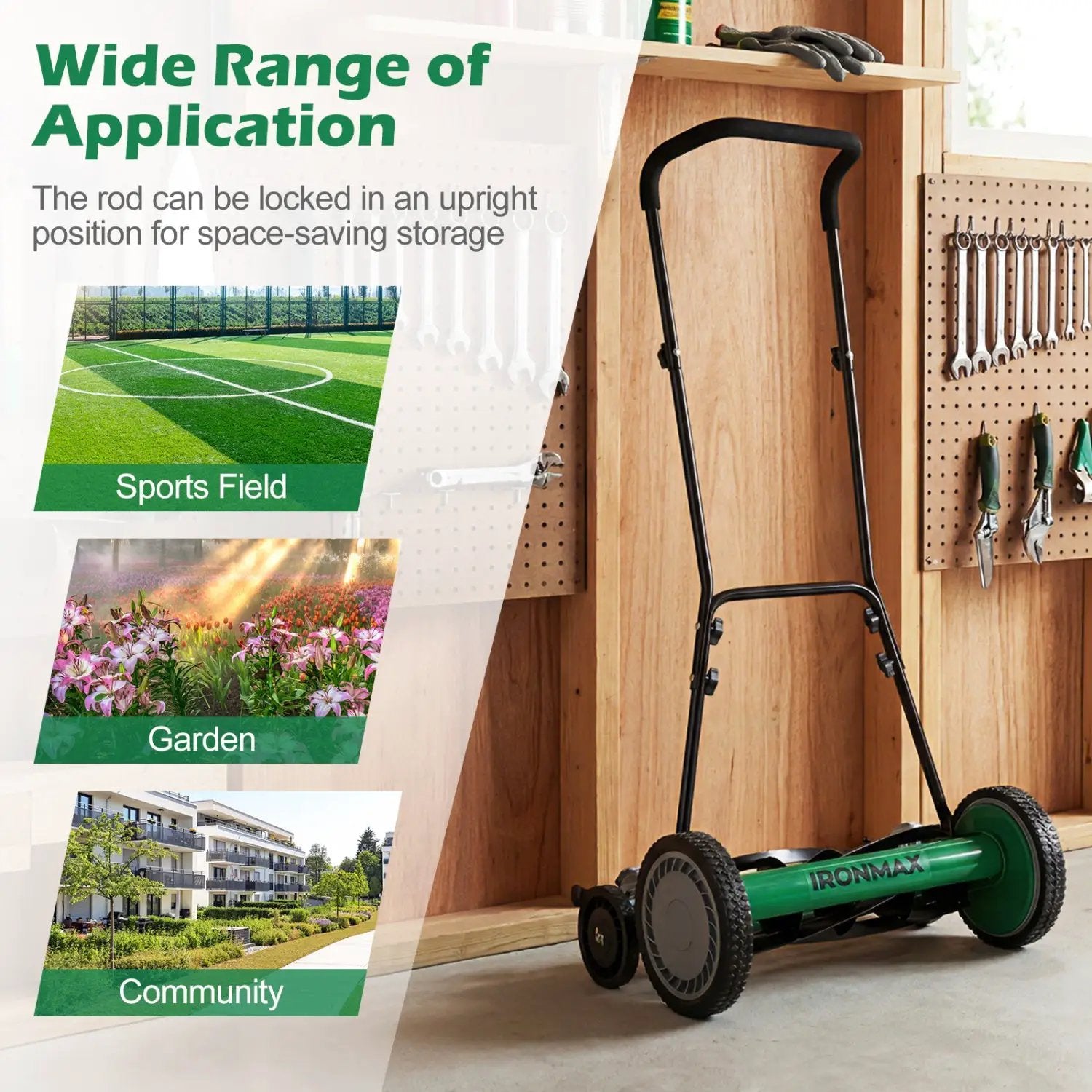 18 Inch Push Reel Lawn Mower 4-Position Adjustable with Removable Grass Catcher by DirectDeals