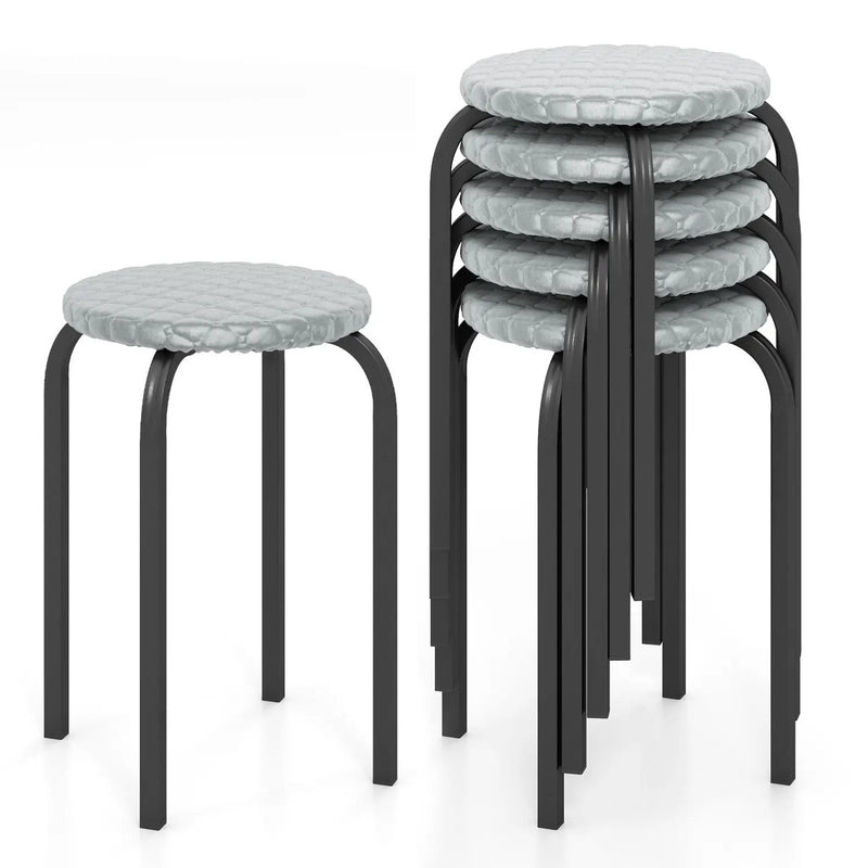 18-Inch Stackable Bar Stools with Washable Covers, Set of 6 by DirectDeals