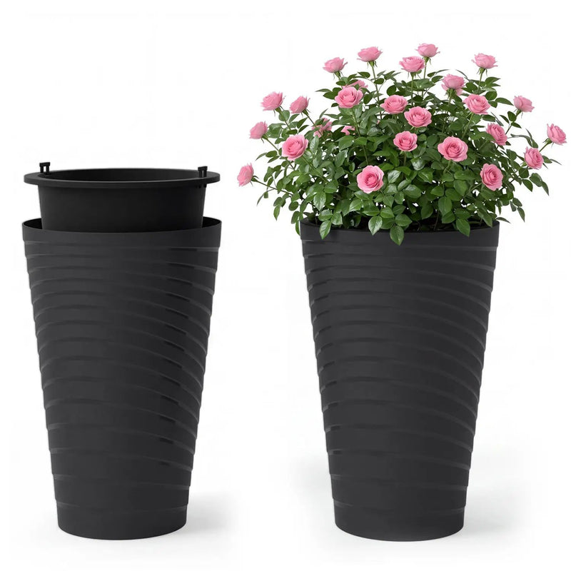 18-Inch Tall Planter Pot Set of 2 with Drainage and Handles by DirectDeals