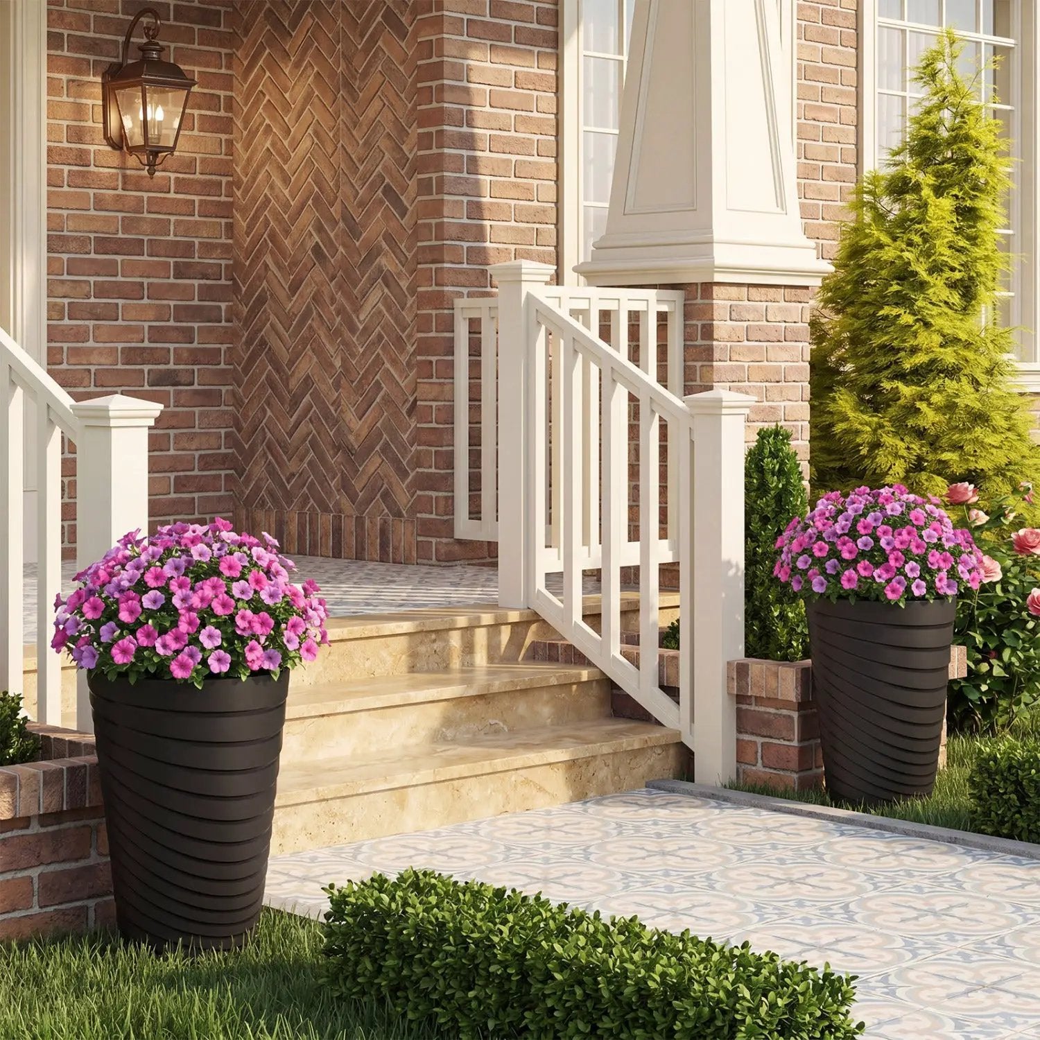 18-Inch Tall Planter Pot Set of 2 with Drainage and Handles by DirectDeals