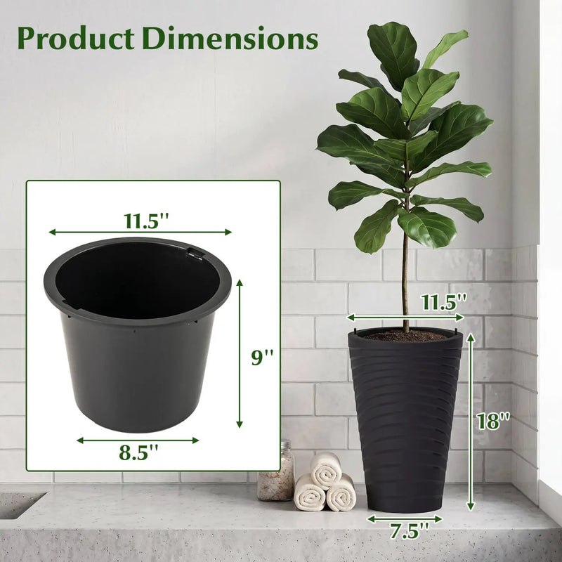 18-Inch Tall Planter Pot Set of 2 with Drainage and Handles by DirectDeals