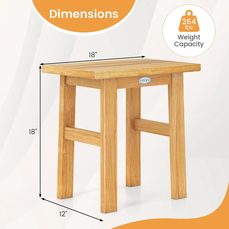 18 Inch Teak Shower Bench Spa Bath Stool for Shaving Legs by DirectDeals