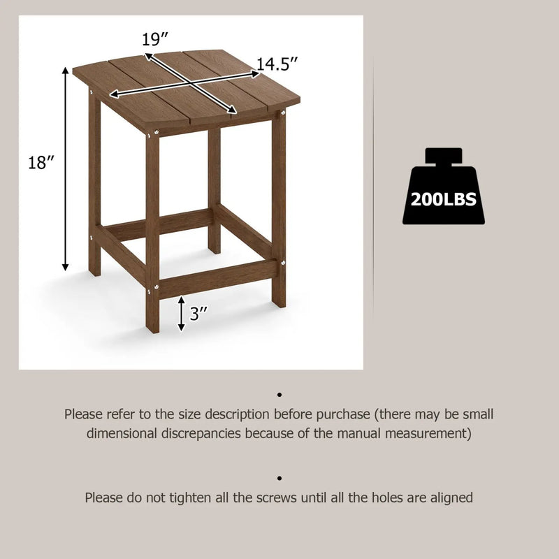 18" Weather Resistant Outdoor Side Table - HDPE Construction by DirectDeals