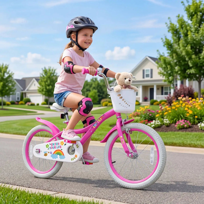 Girls Bike 12-18 Inch with Training Wheels and Basket by DirectDeals