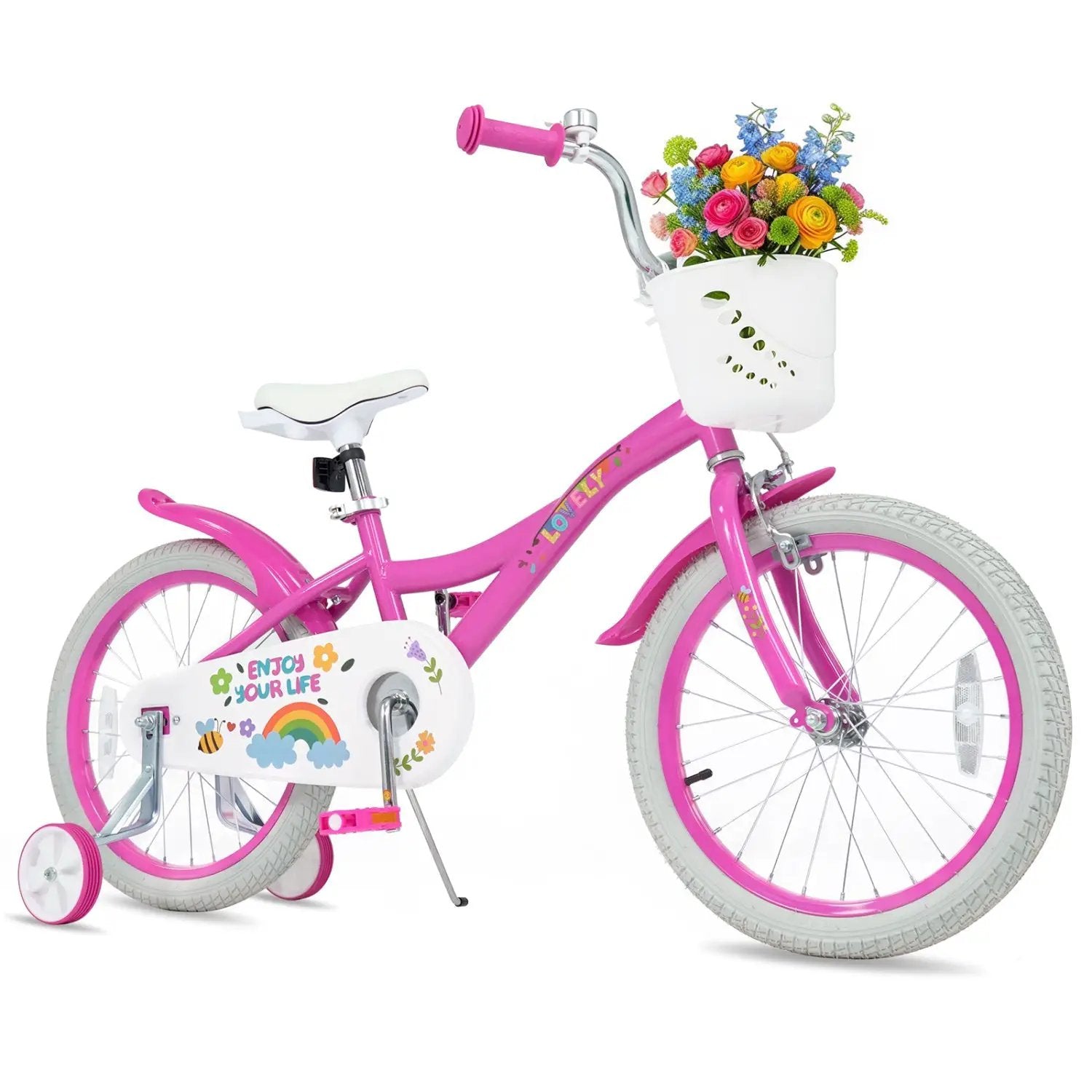 Girls Bike 12-18 Inch with Training Wheels and Basket by DirectDeals