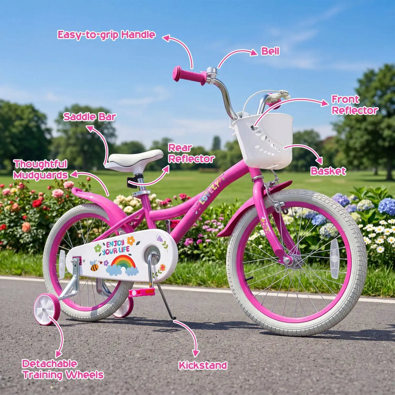 Girls Bike 12-18 Inch with Training Wheels and Basket by DirectDeals