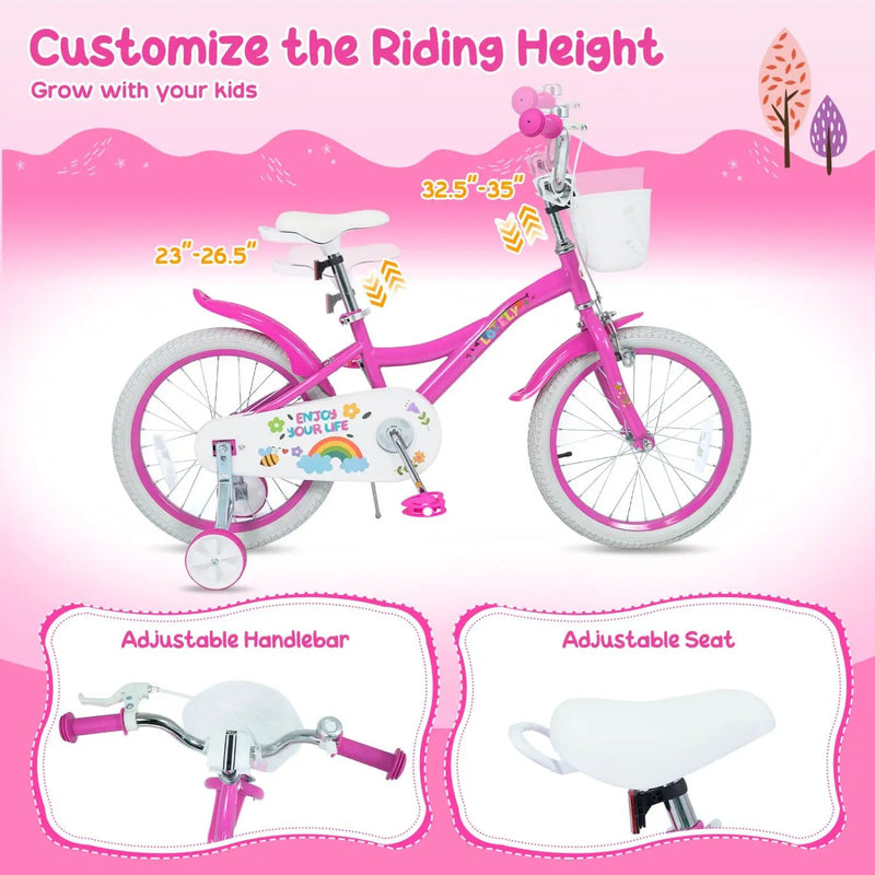 Girls Bike 12-18 Inch with Training Wheels and Basket by DirectDeals
