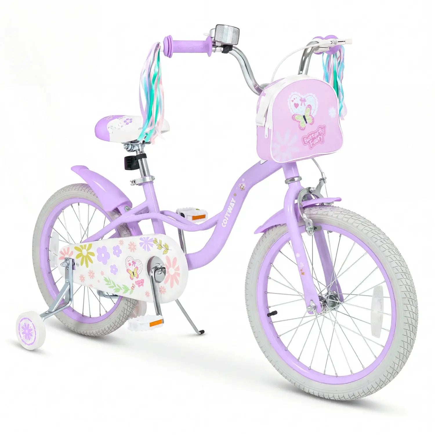 Girls Bike 18 Inch with Training Wheels and Front Bag by DirectDeals