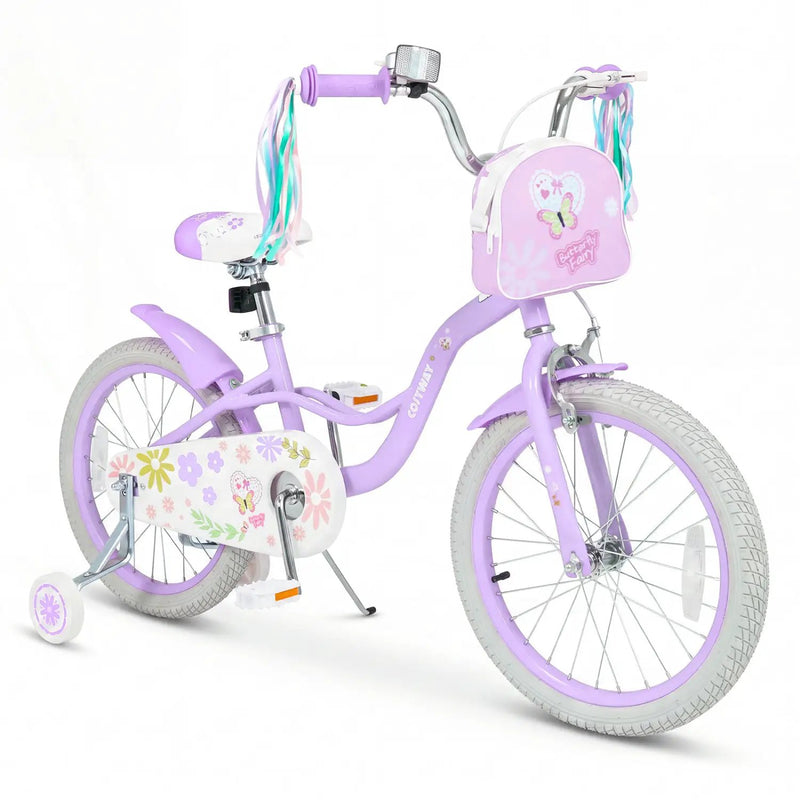 Girls Bike 18 Inch with Training Wheels and Front Bag by DirectDeals