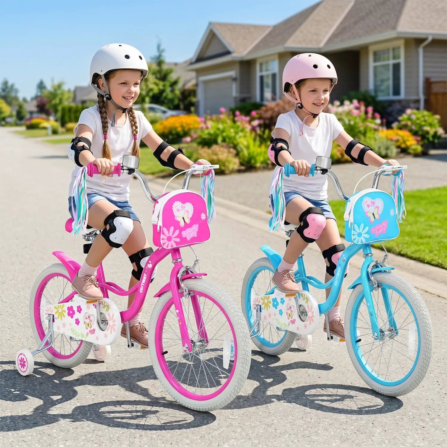 Girls Bike 12-18 Inch with Training Wheels and Front Bag by DirectDeals