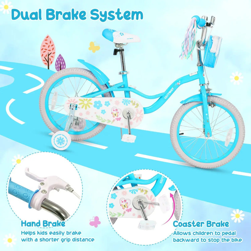 Girls Bike 12-18 Inch with Training Wheels and Front Bag by DirectDeals