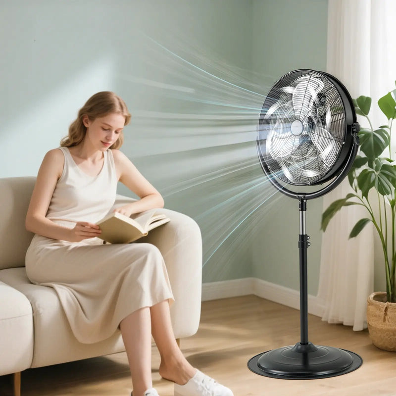 20 Inches High Velocity Pedestal Fan with 3 Speeds and Adjustable Height-Black by DirectDeals