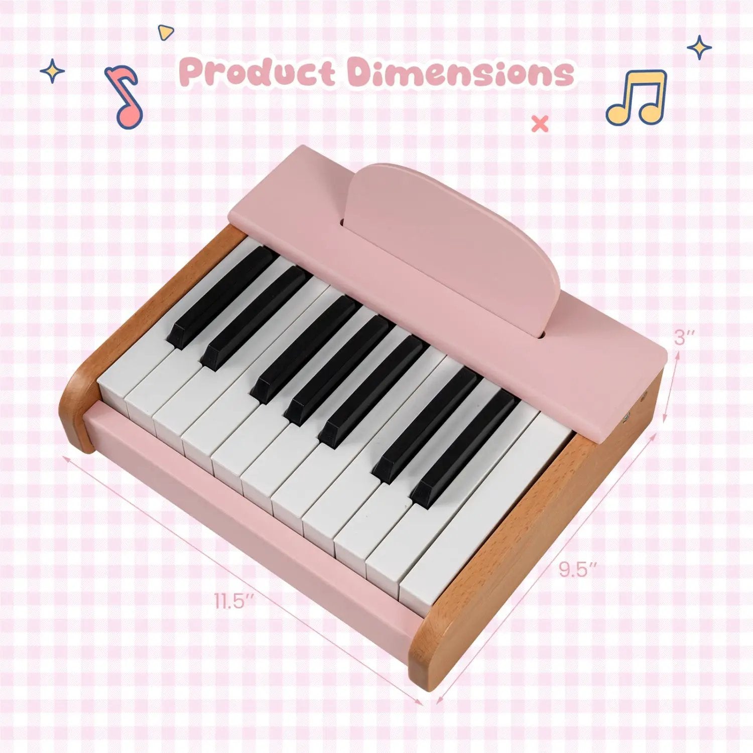 18-Key Wooden Piano for Kids with Music Stand by DirectDeals