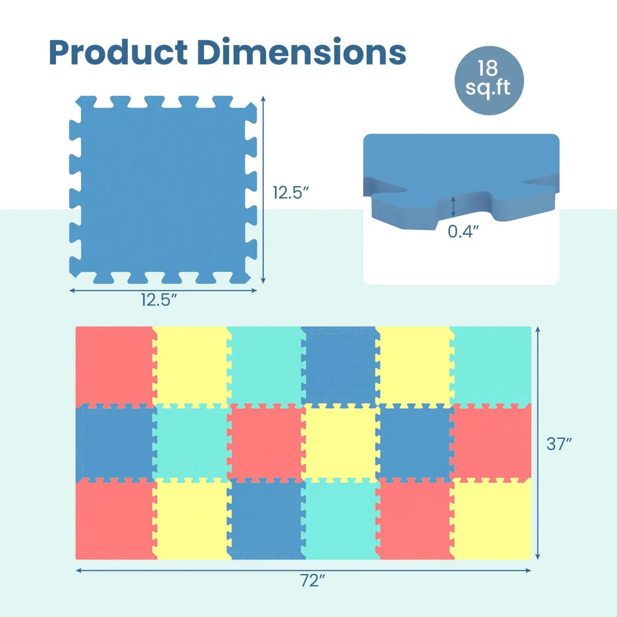 Interlocking EVA Foam Floor Tiles 18-Pack with Borders, photo 20 of 24