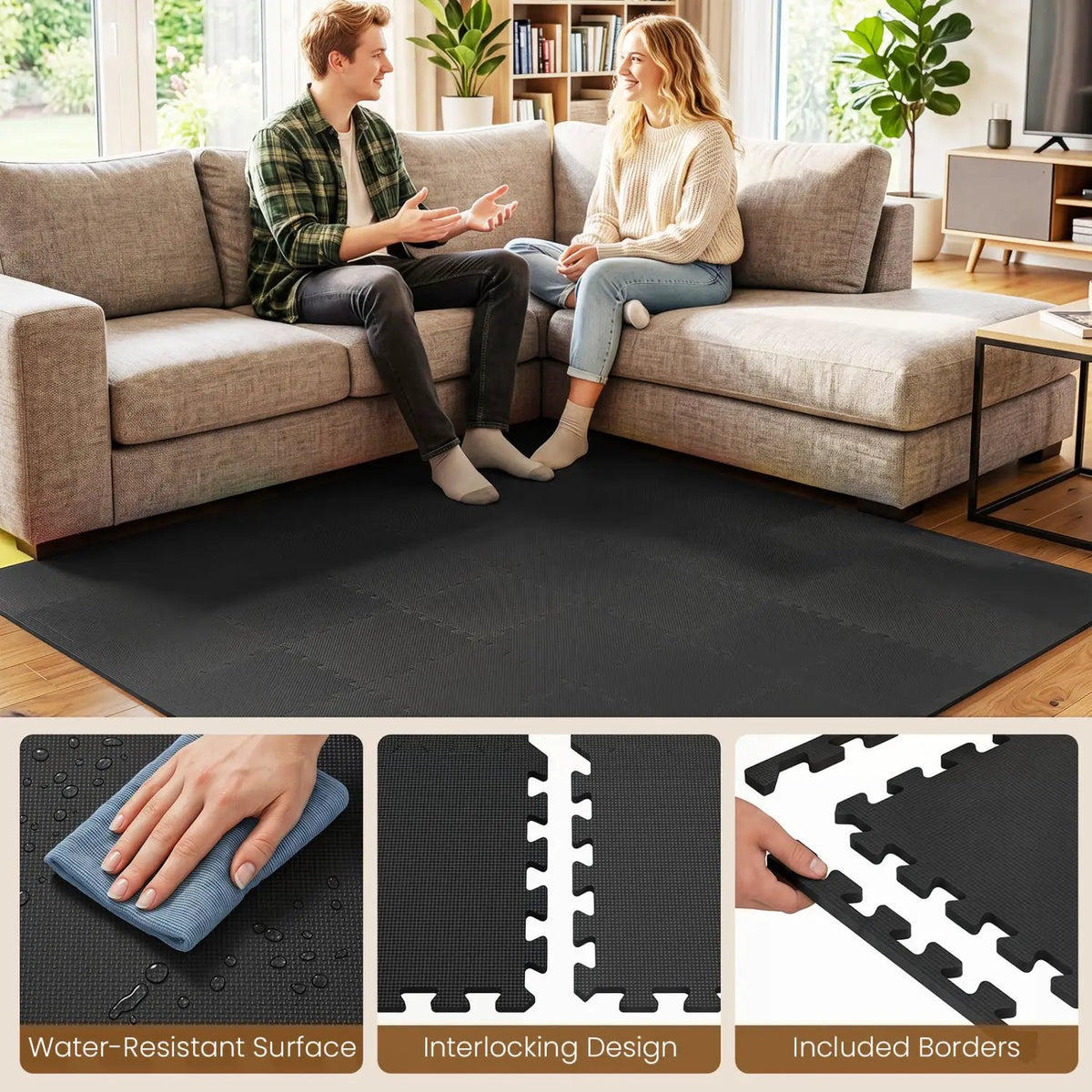 Interlocking EVA Foam Floor Tiles 18-Pack with Borders, photo 2 of 24