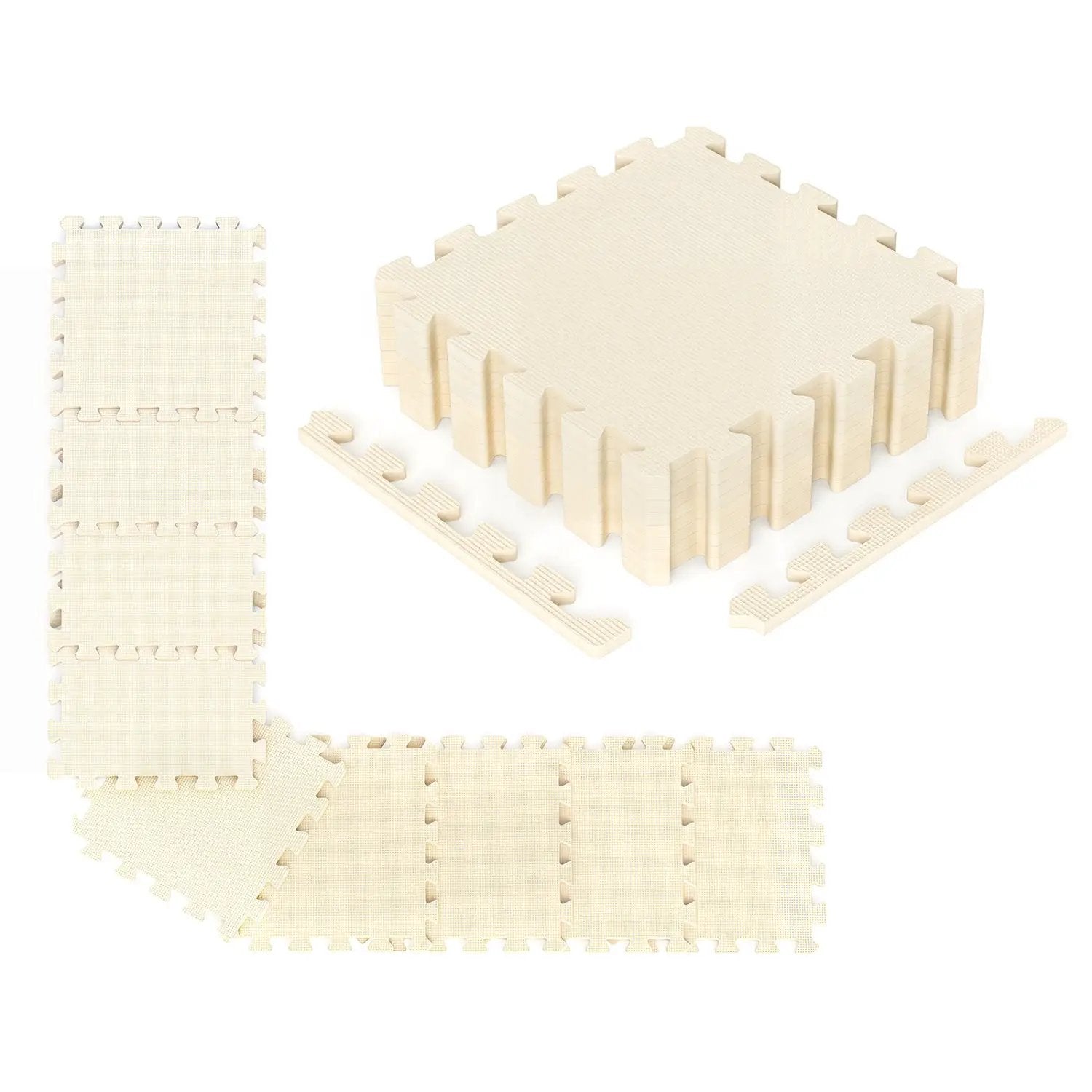 Interlocking EVA Foam Floor Tiles 18-Pack with Borders by DirectDeals