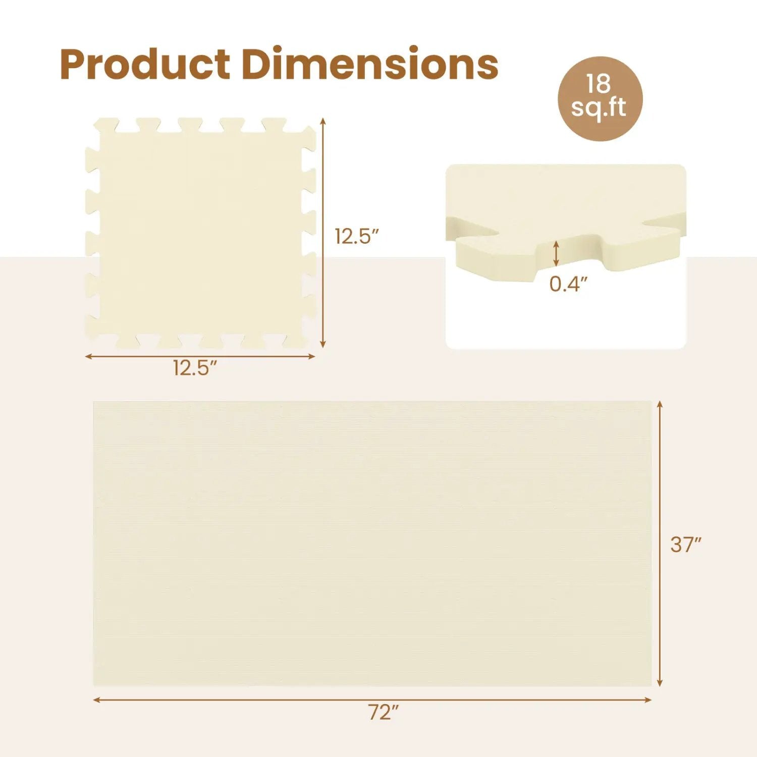 Interlocking EVA Foam Floor Tiles 18-Pack with Borders by DirectDeals