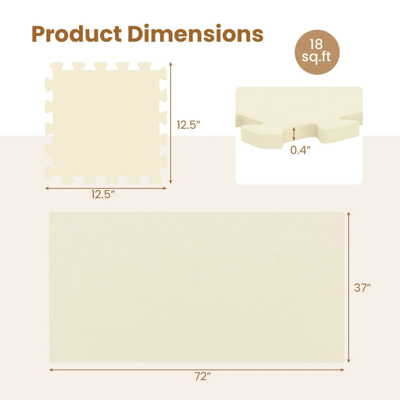 Interlocking EVA Foam Floor Tiles 18-Pack with Borders by DirectDeals