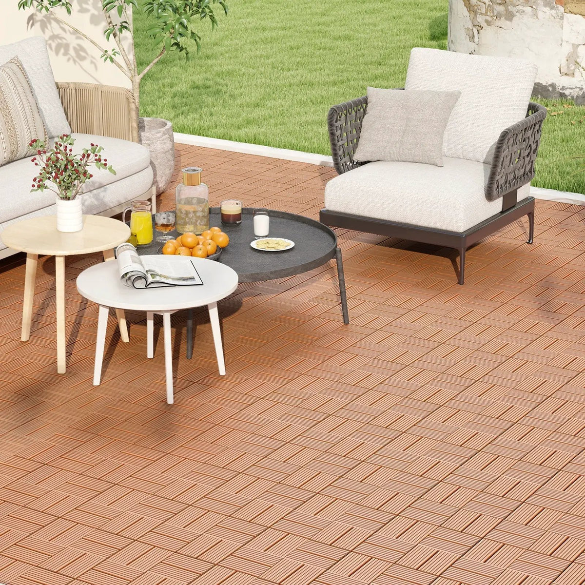 18 Pieces 12 x 12 Inch All Weather Interlocking Deck Tiles, photo 6 of 9