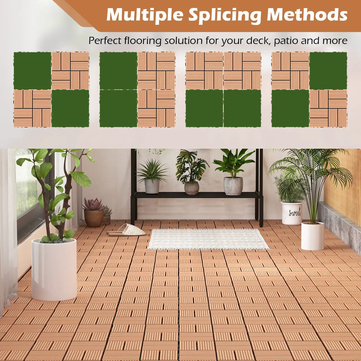 18 Pieces 12 x 12 Inch All Weather Interlocking Deck Tiles, photo 7 of 9