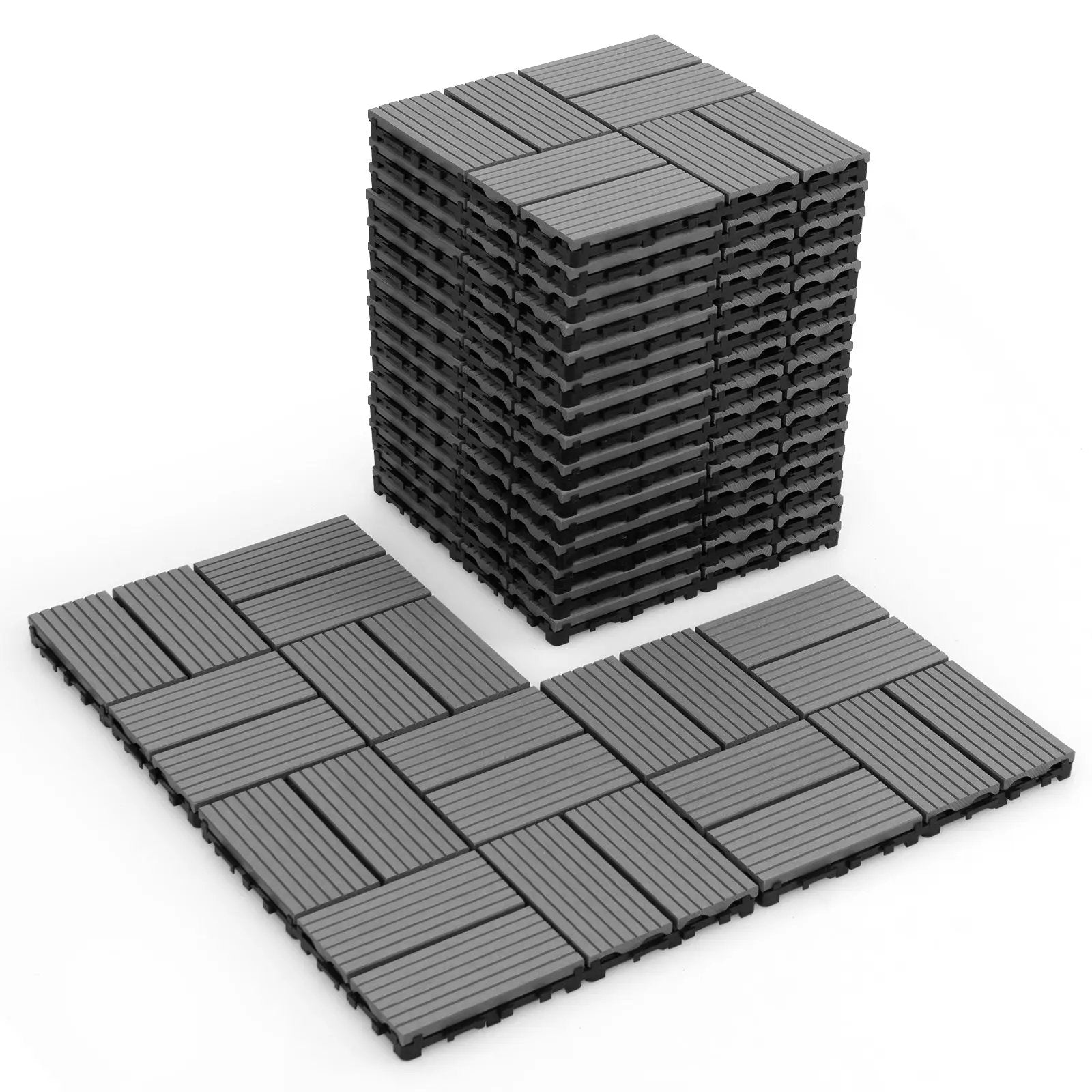 18 Pieces 12 x 12 Inch All Weather Interlocking Deck Tiles by DirectDeals