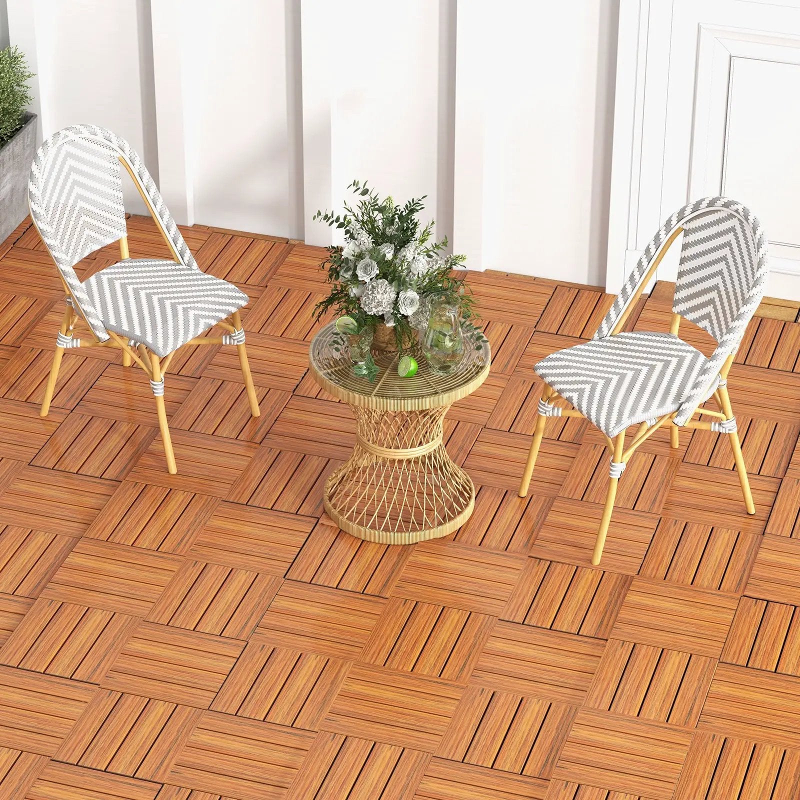 18 Pieces 12 x 12 Inch Interlocking Deck Tiles for 1.7„é° Total Splicing Area-Brown by DirectDeals