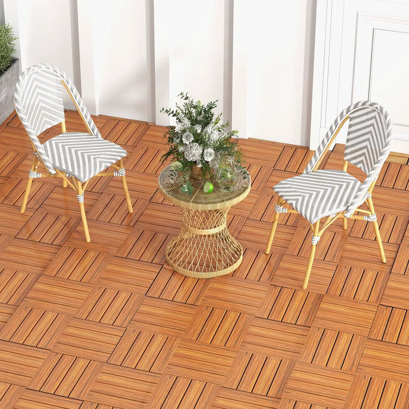 18 Pieces 12 x 12 Inch Interlocking Deck Tiles for 1.7„é° Total Splicing Area-Brown by DirectDeals