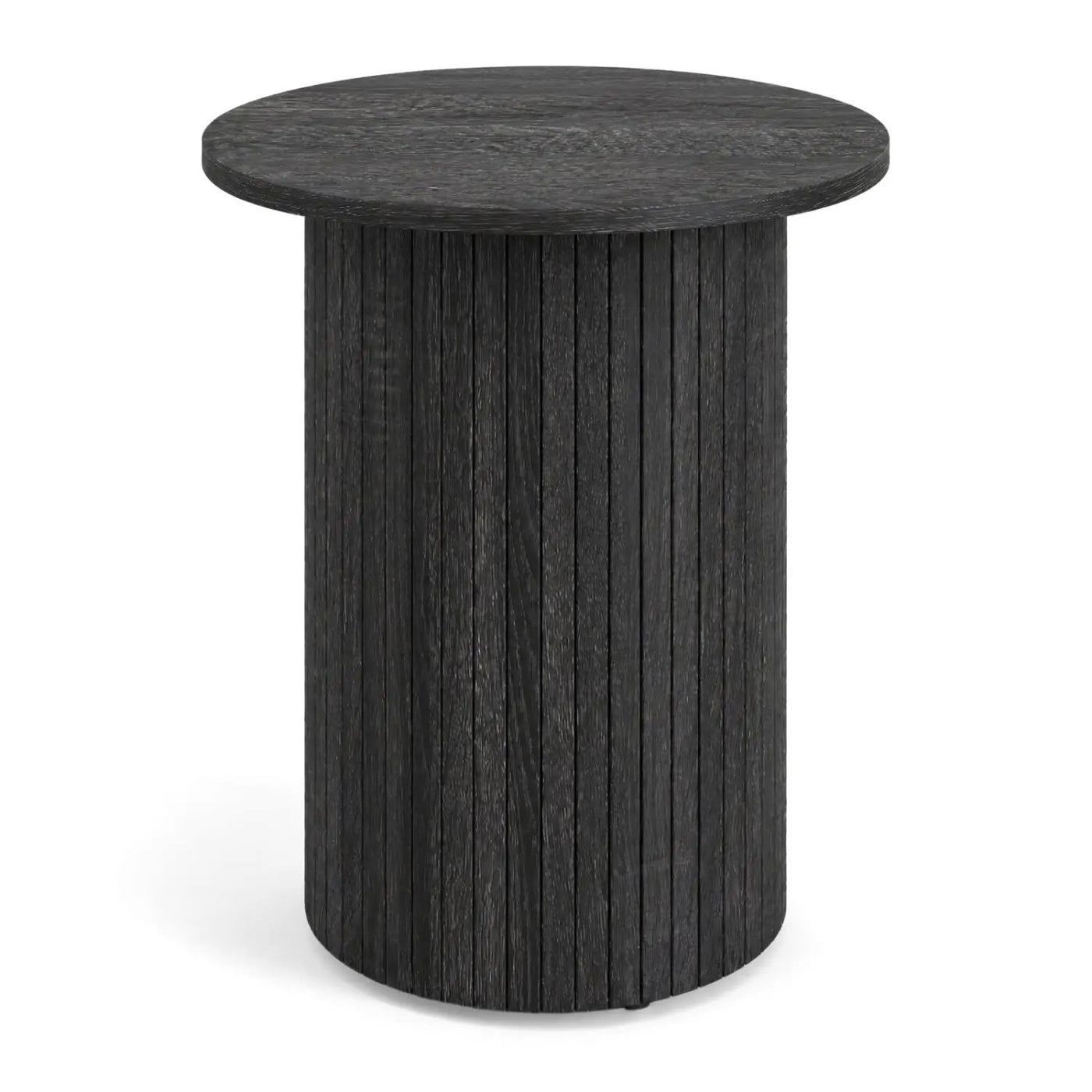 18" Round Fluted Side Table with Pedestal Drum Base by DirectDeals
